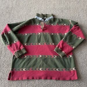 Men's Vintage Structure Polo Rugby Shirt: 90's Y2K. Broken In Aztec
